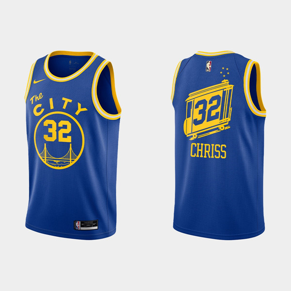 Men's Golden State Warriors #32 Marquese Chriss Blue NBA 2020-21 Dri-FIT Hardwood Classic Stitched Jersey